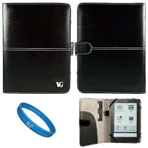 Black Protective Leather Portfolio Case with Accessory Slots for Sony 