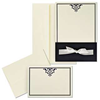Black & Ivory Ribbon tied Wrap Wedding Invitation Kit  