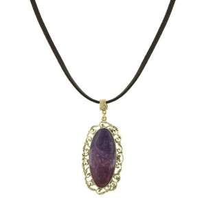  Bourges Filigree Purple Antique Pendant Necklace: Jewelry