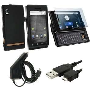  Black Clip on Rubber Coated Case for Motorola A855 Droid 
