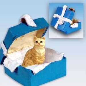  Orange Tabby Blue Gift Box Cat Ornament: Home & Kitchen