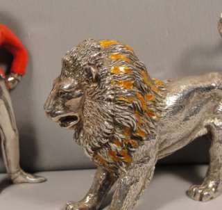 sterling GENE MOORE TIFFANY CIRCUS LION &TAMER FIGURINE  