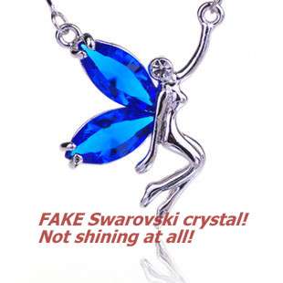 Authentic Swarovski Crystal Necklace Angel Tear Blue  