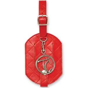  Red Quilted Luggage Tag with Round Travel Chic Logo 