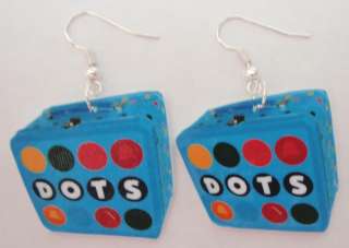 dots earrings blue lunchbox with dots in black and white