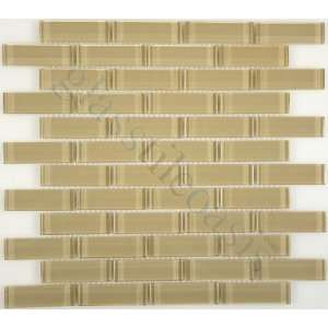  Tan 1 x 3 Cream/Beige Crystile Solids Glossy Glass Tile 