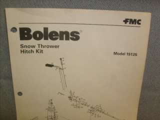 fmc bolens snow thrower hitch kit parts list model 15125 search