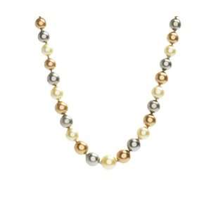   Gray Green/Champagne Masami Shell Pearl Necklace with ball Clasp, 18