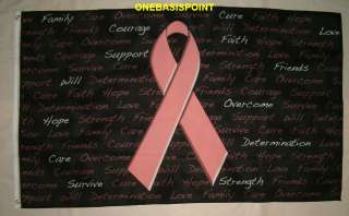 x5 BREAST CANCER PINK RIBBON FLAG BANNER OUTDOOR 3X5  