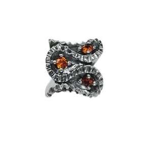 151031 Bead in Sterling Silver with Orange Swarovski Zirconia. Weight 