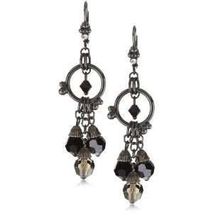   Midnight Moon Black & Clear Crystal Chandelier Earrings: Jewelry