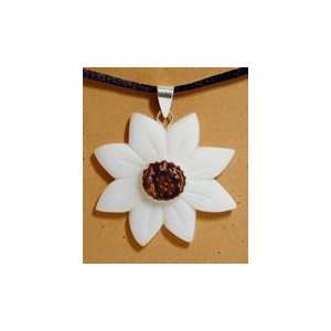  Hand Crafted Tagua Nut Flower Pendant From Ecuador 