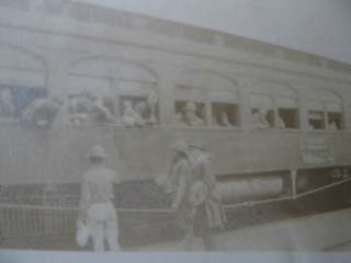 WWI Photo US Doughboys Bordering Troop Train w Gear Mkd  
