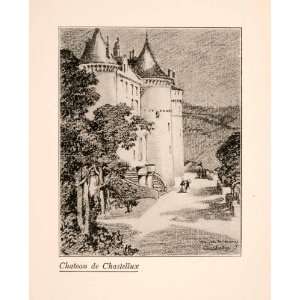 1929 Print Blanche McManus Chateau de Chastellux France Architecture 