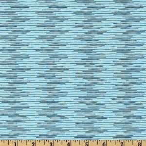  44 Wide Brooklyn Heights Lines Aqua/Black Fabric By The 