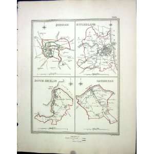  Walker Creighton Antique Map C1850 Plan Durham Sunderland 