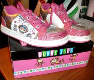 GIRLS BOBBY JACK SPARKLING PINK WHITE SILVER DECORATIVE TENNIS SHOES 