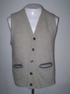 vtg 60s sweater vest pockets lambs wool gray sz M  