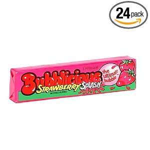 Bubblicious Strawberry Splash Bubble Gum, 5 Piece Packages (Pack of 24 