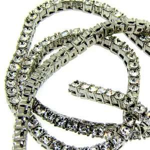   Mens new Silver plated crystal necklace bling bling hip hop Jewelry