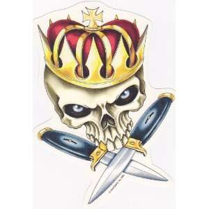 Skull with Crown and Switchblades Vinyl Decal Sticker 