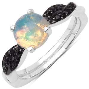   ct. t.w. Opal and Black Spinel Ring in Sterling Silver Ring Jewelry