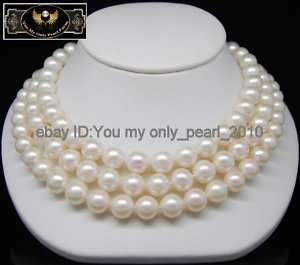 MP 14K WG Breathtaking 8 9mm AAA+white pearl necklaces  