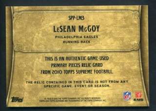 2010 Topps Supreme LeSean McCoy Game Used Jersey Patch Reebok Logo 