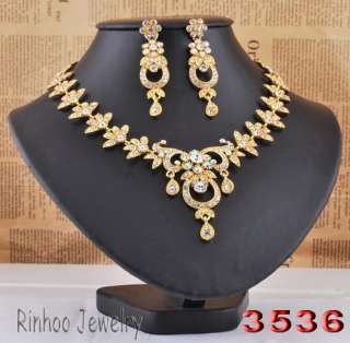 H30239 clear gold plated bridal Necklace Earring set romanticism2012 
