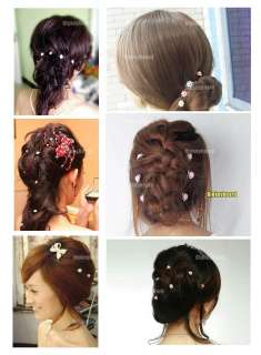 3pcs Wedding Bridal Crystal Rhinestone Pearl Flower Hairpins clips 