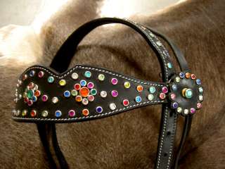 BRIDLE WESTERN LEATHER HEADSTALL BREASTCOLLAR TACK SET MULTI COLOR 