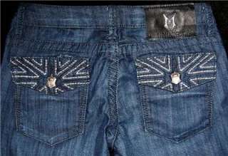 MONARCHY WOMENS EMBROIDERED BRITISH FLAG JEANS SIZE 24 NWOT  