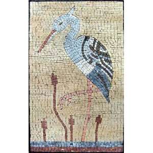  16x26 Blue Heron Marble Mosaic Wall Decoration Tile 