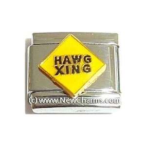  Hawg Xing Sign Italian Charm Bracelet Jewelry Link 
