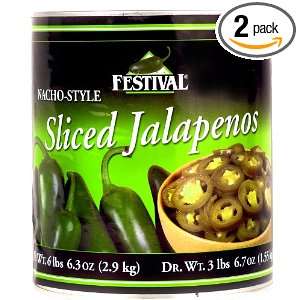 Festival Sliced Jalapenos (Nacho Style), 6.6 Pound (Pack of 2)  