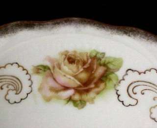   Antique Bavarian China 10 Round Rowl w/ Brown & Pink Roses NR  