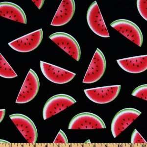  50 Wide Stretch Cotton Twill Watermelon Black Fabric By 