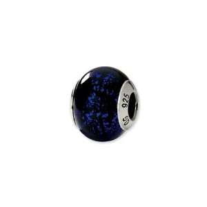 Black & Blue Speckled, Italian Murano Glass Charm for Reflections 