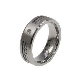   Rings with diamond and steel cable   Sizes: 09 12/Width: 7mm: Jewelry