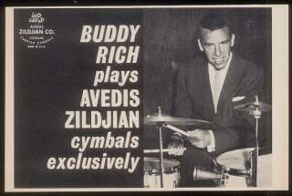 1967 Buddy Rich photo Zildjian cymbals print ad  