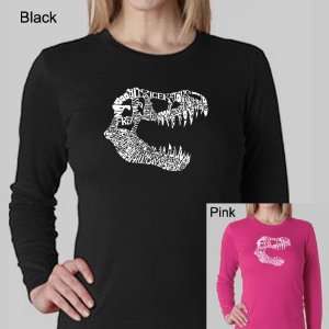 Womens PINK T Rex Skull Long Sleeve Shirt XL   T Rex skull created 