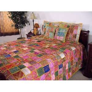  Yellow Patchwork India Bedding Bedspread Coverlet Duvet 