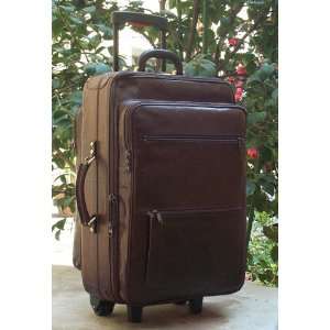  Large Brown Calfskin Leather Trolley Luggage Bag.