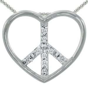   Peace Sign And Heart Pendant by Nicolette Berman Green Love Collection