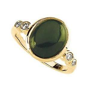   Deep Imperial Color Jade & Diamond Ring   Bezel Set Style(5): Jewelry