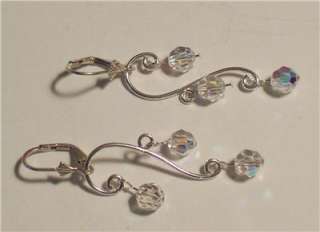 Sterling Silver AB Swarovski Crystal Chanelier Earrings  
