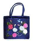   FLORIDA Bag Purse VELVET ROSES Rhinstone Butterfly Blue ESTATE BEAUTY