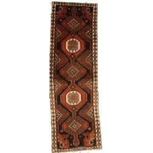   Black Persian Hand Knotted Wool Malayer Runner Rug: Furniture & Decor