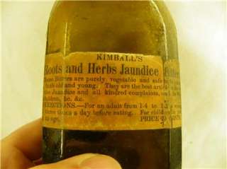 Vintage kimballs Jaundice Stoddard Troy NH Bottle w/label  