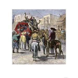 Stagecoach Leaving Fort Worth, Texas, for Yuma, Arizona, 1870s Premium 
